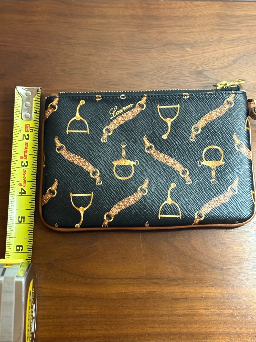 Lauren Ralph Lauren Black and Gold Equestrian Wristlet - Picture 10 of 10